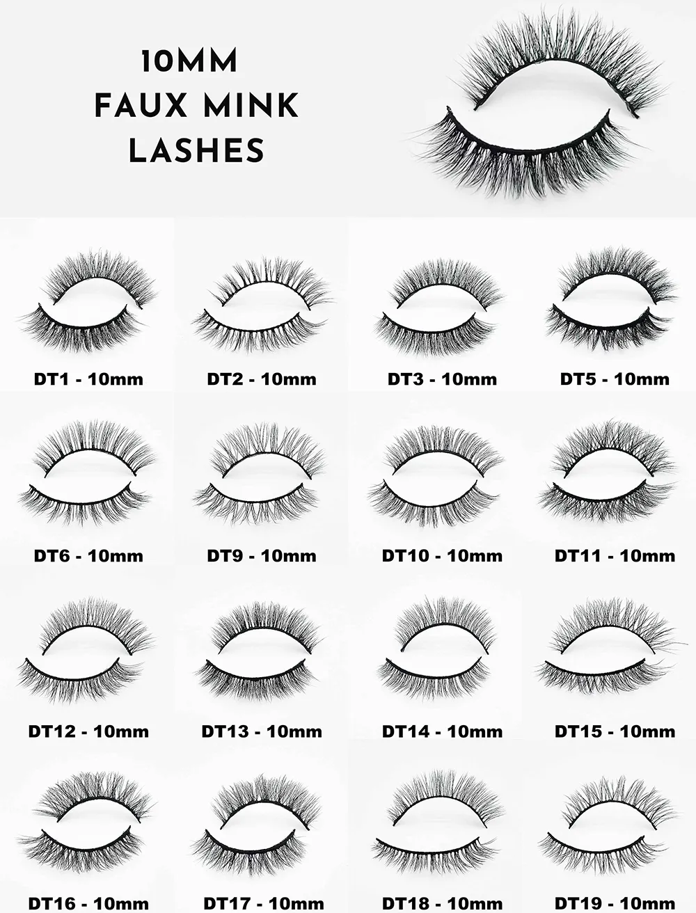 10mm Faux Mink Wispy Short Lashes