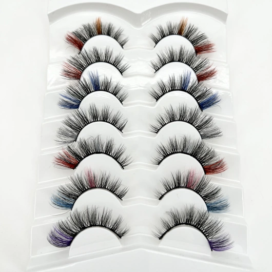 YLHT 7 Pairs Color Edge Lashes for E-Girl and Party Styles