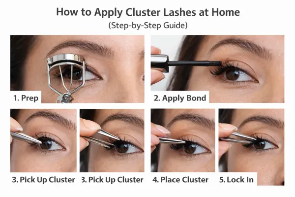 cluster lash step-by-step guide to apply cluster lashes at home